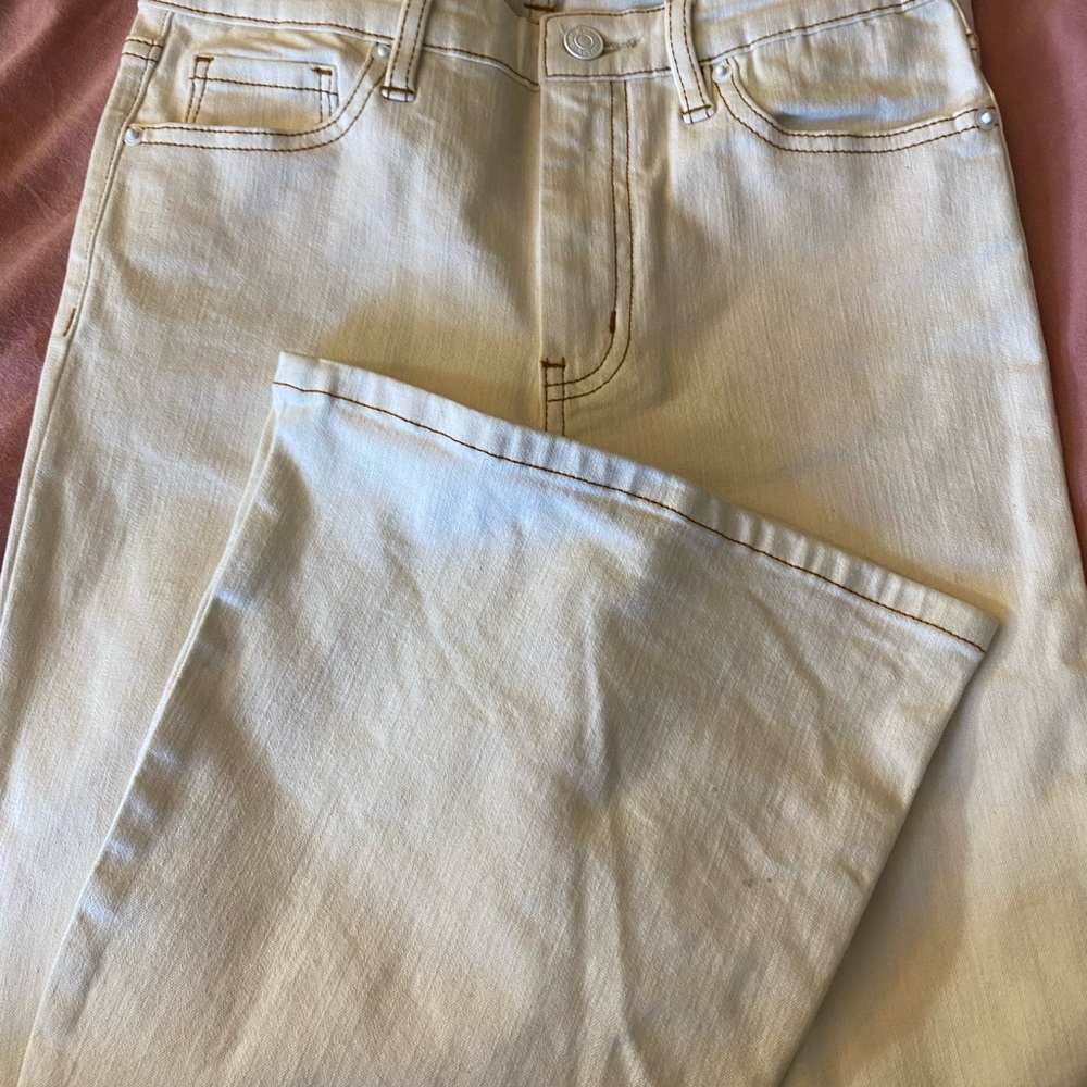 Cream high-waisted Jessica Simpson straight-leg jeans